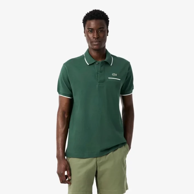 Heren Classic Fit Polo met zakaccent L.12.12