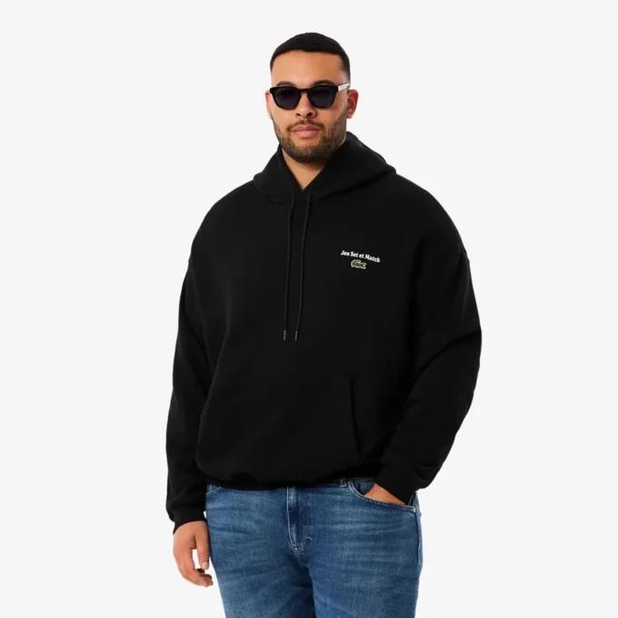 Heren fleece hoodie met meerdere prints