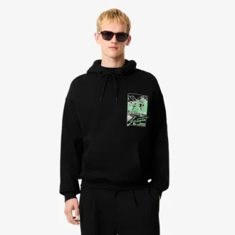 Heren fleece hoodie met print