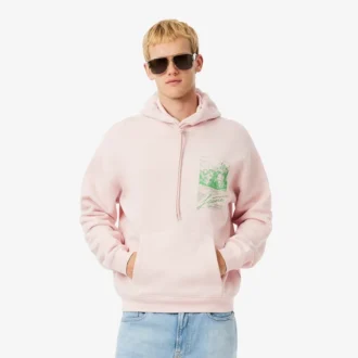 Heren fleece hoodie met print