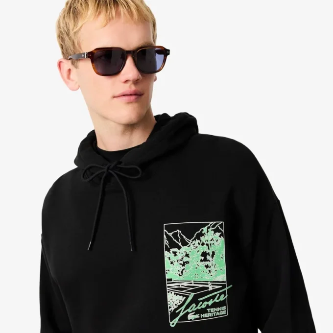 Heren fleece hoodie met print