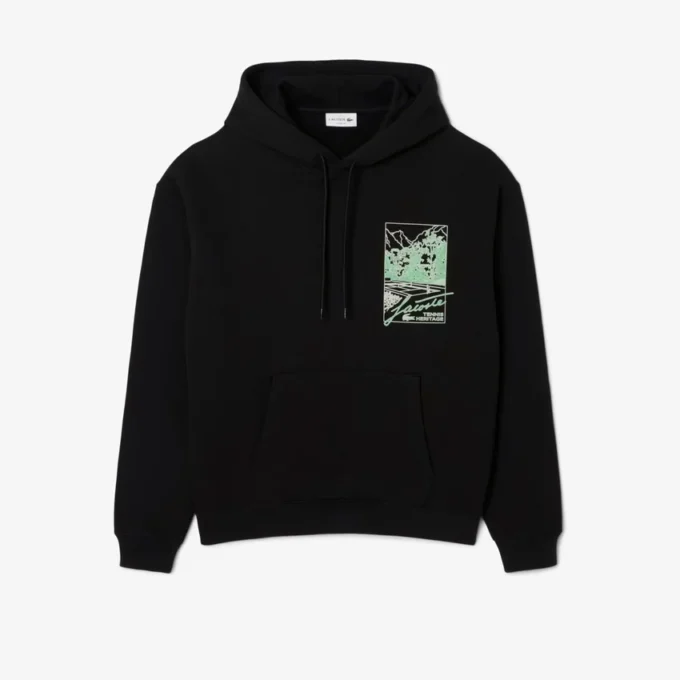 Heren fleece hoodie met print