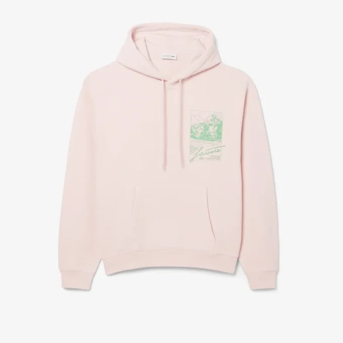 Heren fleece hoodie met print