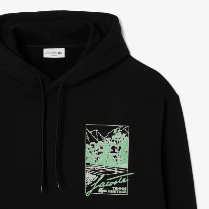 Heren fleece hoodie met print