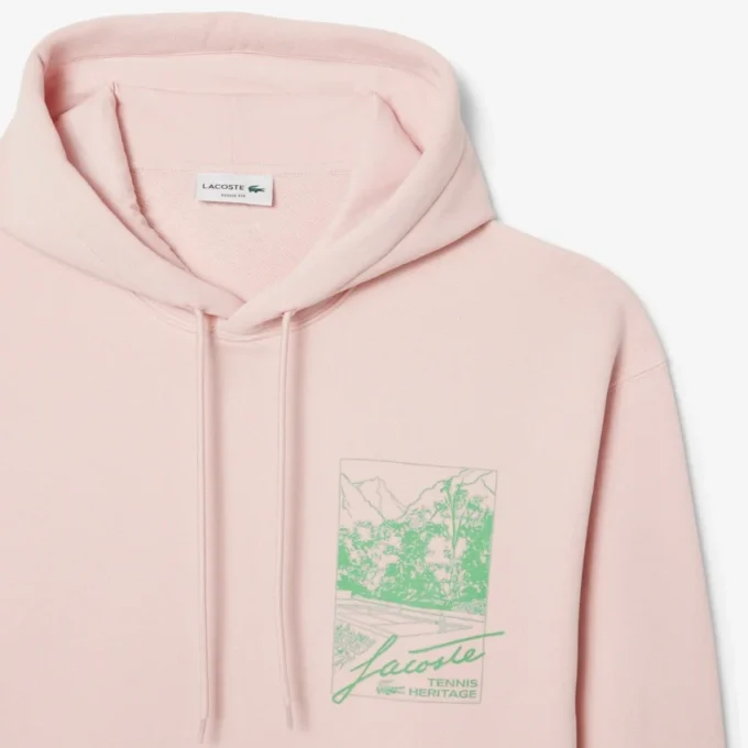 Heren fleece hoodie met print