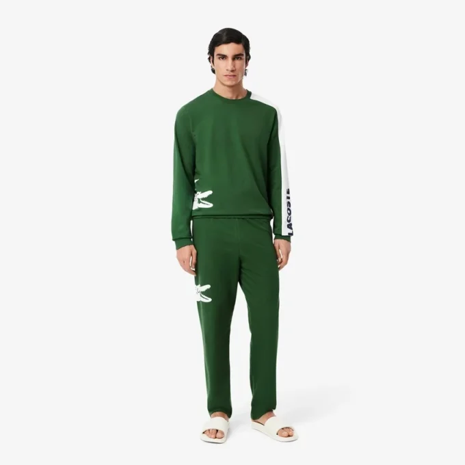 Heren fleece-loungebroek met print