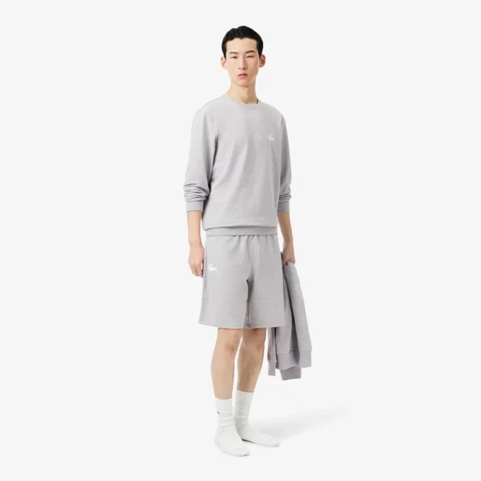 Heren fleece pyjamashort met rechte pasvorm