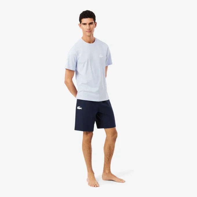 Heren fleece pyjamashort met rechte pasvorm