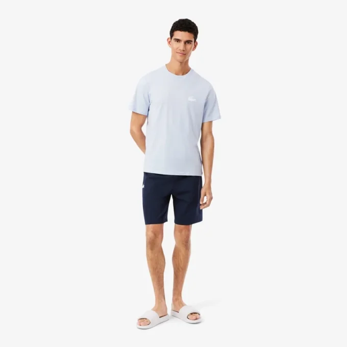 Heren fleece pyjamashort met rechte pasvorm