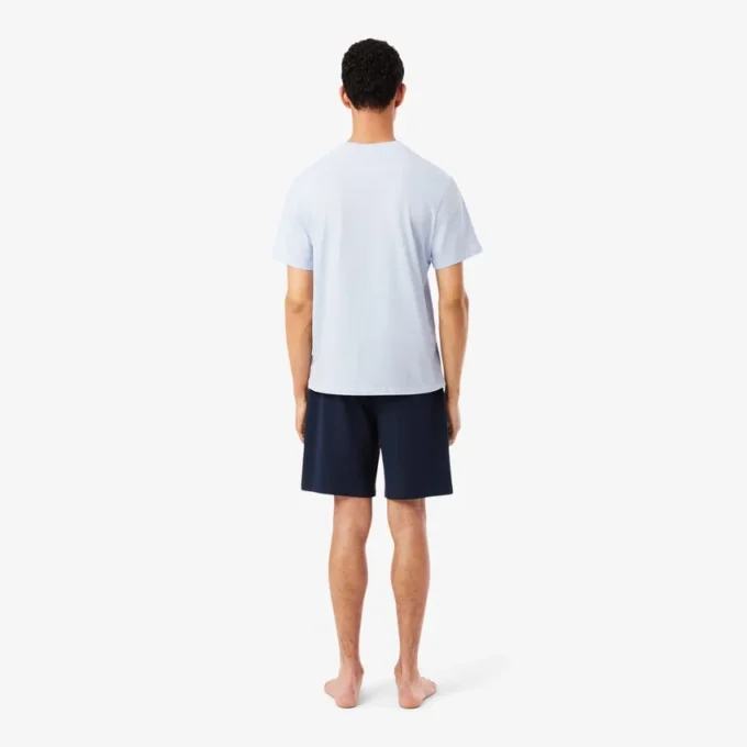 Heren fleece pyjamashort met rechte pasvorm