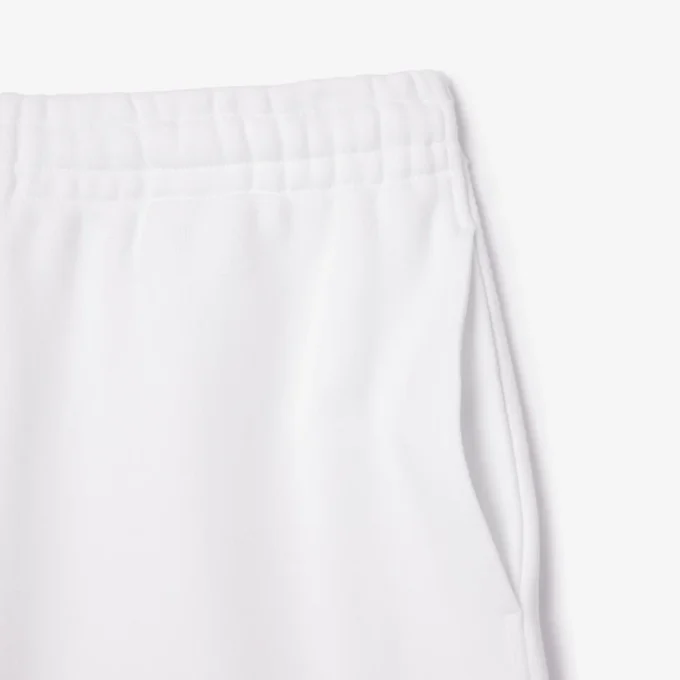 Heren fleece short met geborduurde tekst en normale pasvorm