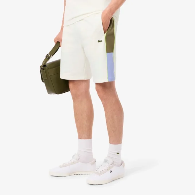 Heren fleece-short met kleurblokken