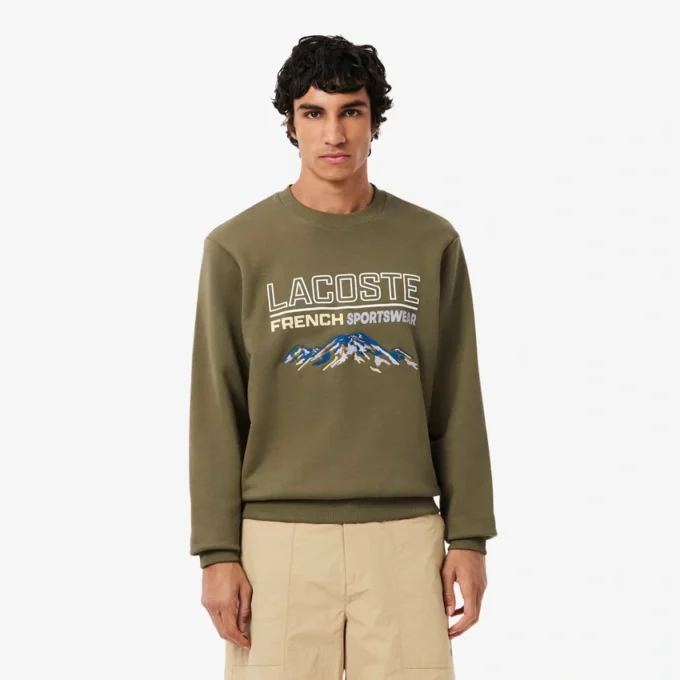 Heren fleece-Sweatshirt met geborduurd motief