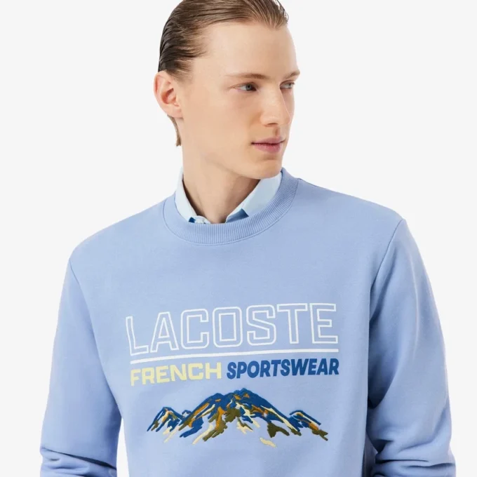 Heren fleece-Sweatshirt met geborduurd motief