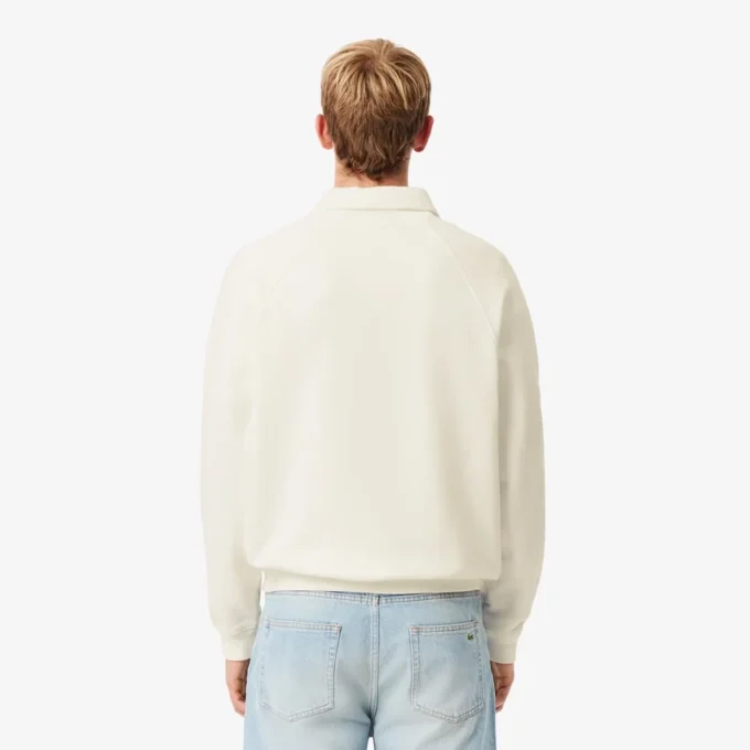 Heren fleece-Sweatshirt met losse pasvorm en Polo-kraag
