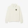 Heren fleece-Sweatshirt met losse pasvorm en Polo-kraag