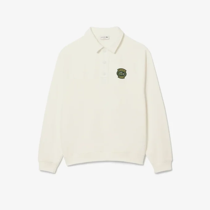 Heren fleece-Sweatshirt met losse pasvorm en Polo-kraag