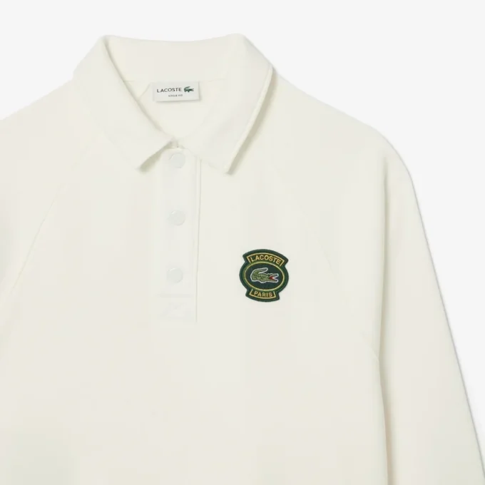 Heren fleece-Sweatshirt met losse pasvorm en Polo-kraag