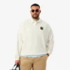 Heren fleece-Sweatshirt met losse pasvorm en Polo-kraag