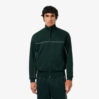 Heren fleece-Sweatshirt met ritssluiting en satijneffect
