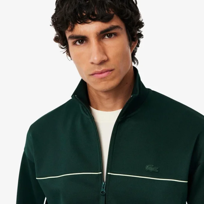 Heren fleece-Sweatshirt met ritssluiting en satijneffect
