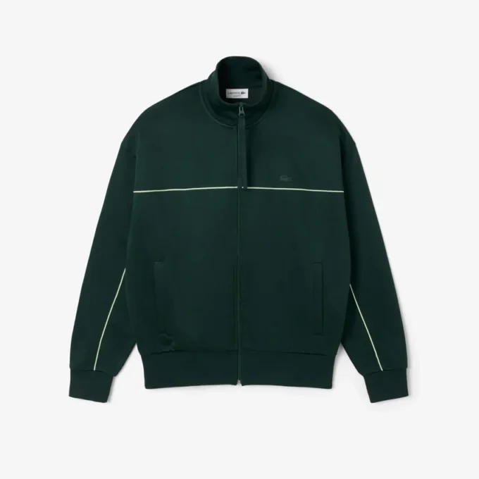 Heren fleece-Sweatshirt met ritssluiting en satijneffect