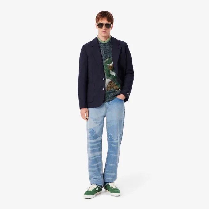 Heren gebreide Intarsia Crocodile-trui
