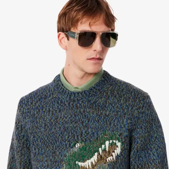 Heren gebreide Intarsia Crocodile-trui