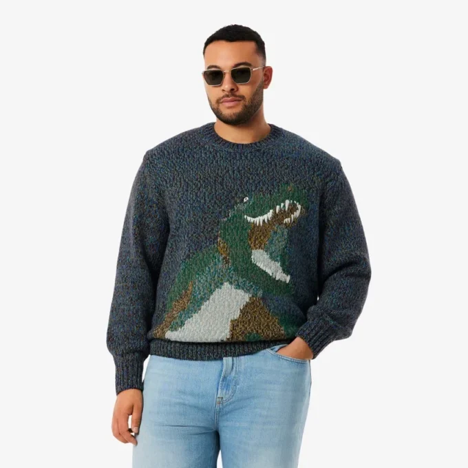 Heren gebreide Intarsia Crocodile-trui
