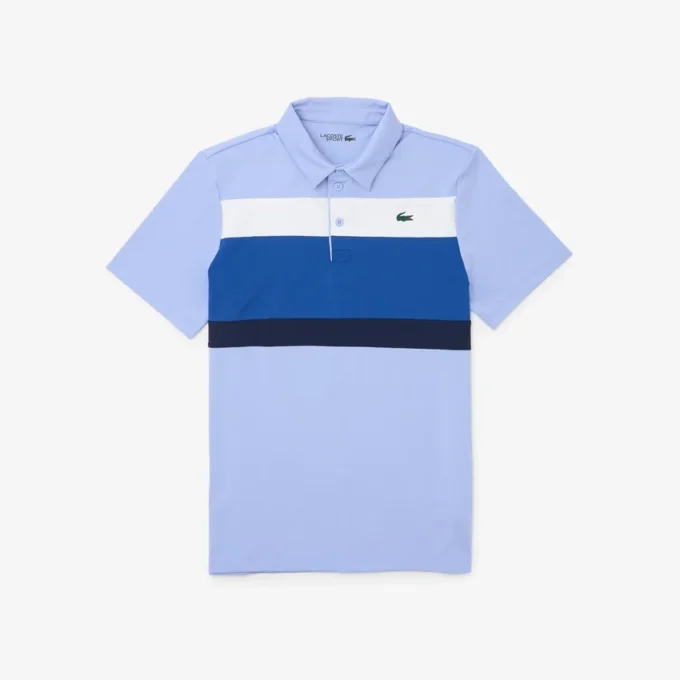 Heren golfpolo met regular fit en kleurblokken
