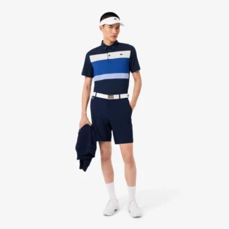 Heren golfpolo met regular fit en kleurblokken