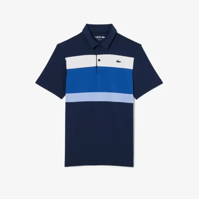 Heren golfpolo met regular fit en kleurblokken
