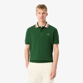 Heren Made in France Classic Fit Polo met gestreepte kraag