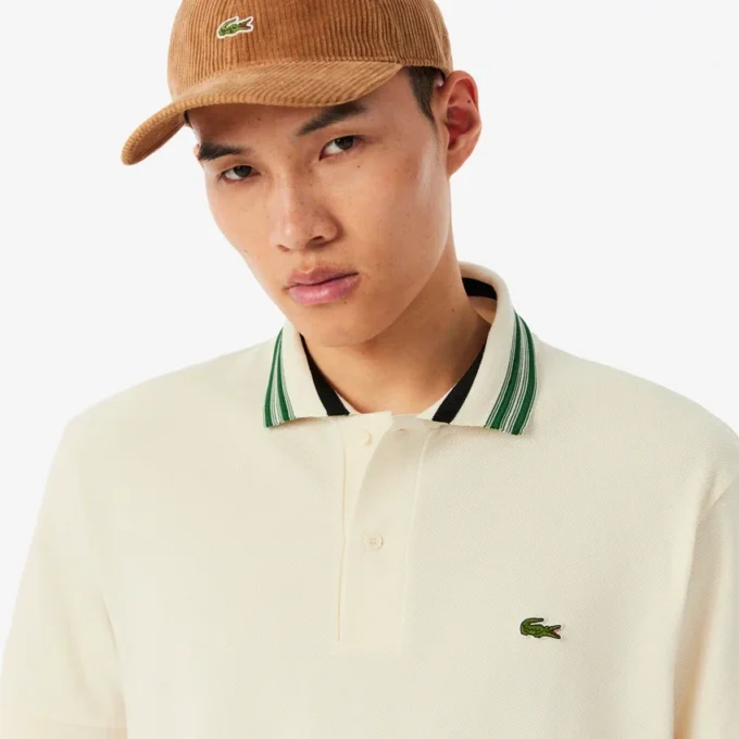 Heren Made in France Classic Fit Polo met gestreepte kraag
