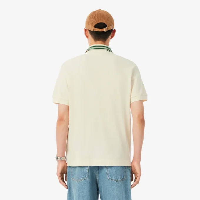 Heren Made in France Classic Fit Polo met gestreepte kraag