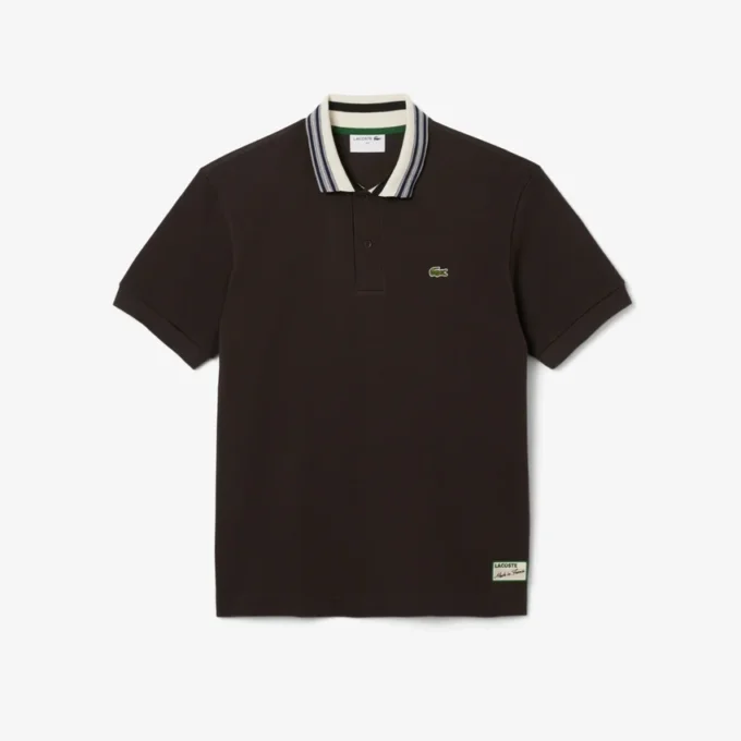 Heren Made in France Classic Fit Polo met gestreepte kraag
