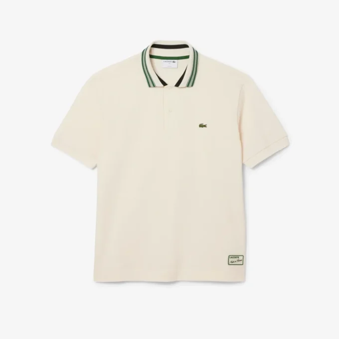 Heren Made in France Classic Fit Polo met gestreepte kraag