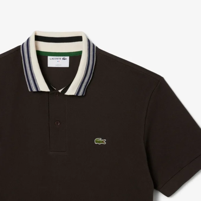 Heren Made in France Classic Fit Polo met gestreepte kraag