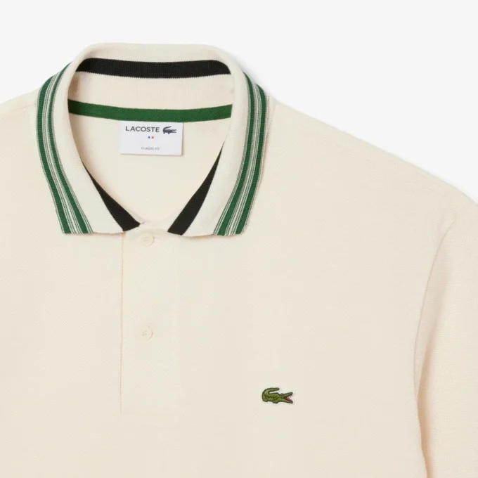 Heren Made in France Classic Fit Polo met gestreepte kraag