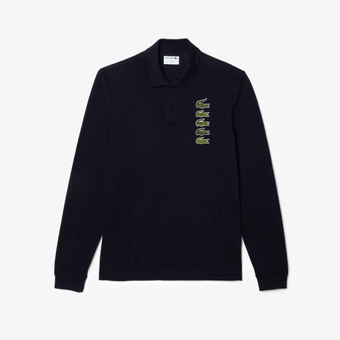 Heren Original L.12.12 Polo met lange mouwen en meerdere badges