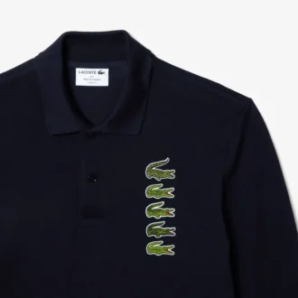 Heren Original L.12.12 Polo met lange mouwen en meerdere badges