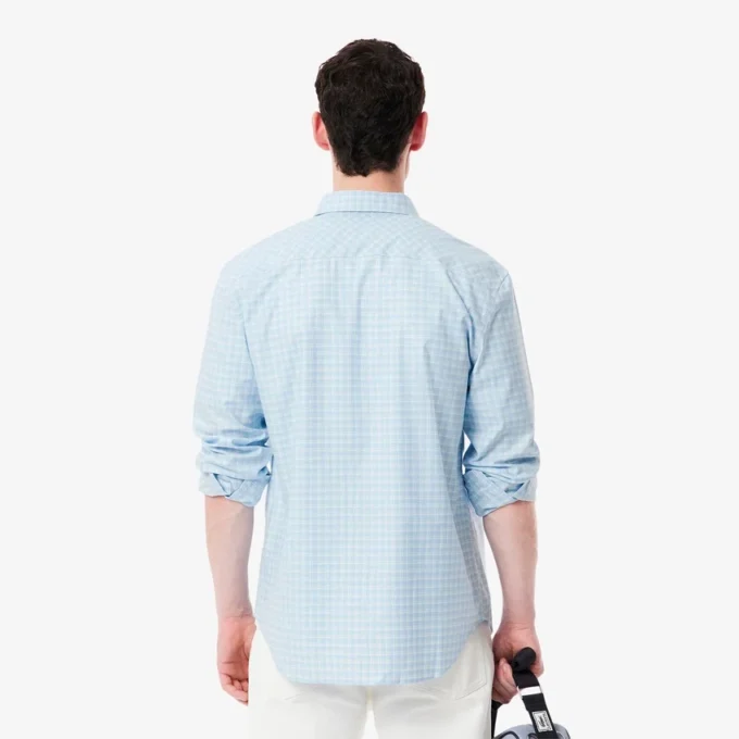 Heren overhemd met geruite print, regular fit en stretch