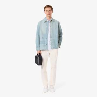 Heren overshirt van denim met landschapsmotief