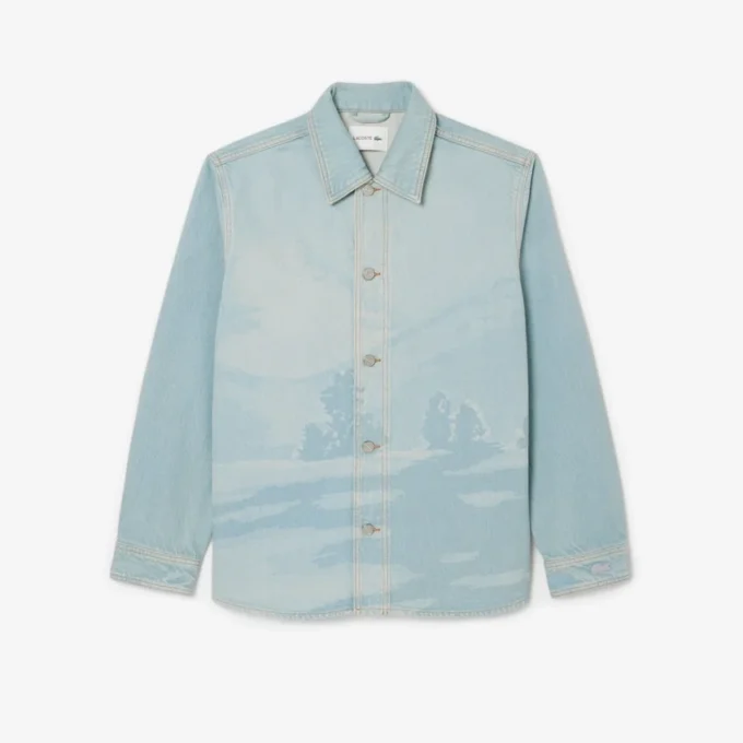Heren overshirt van denim met landschapsmotief