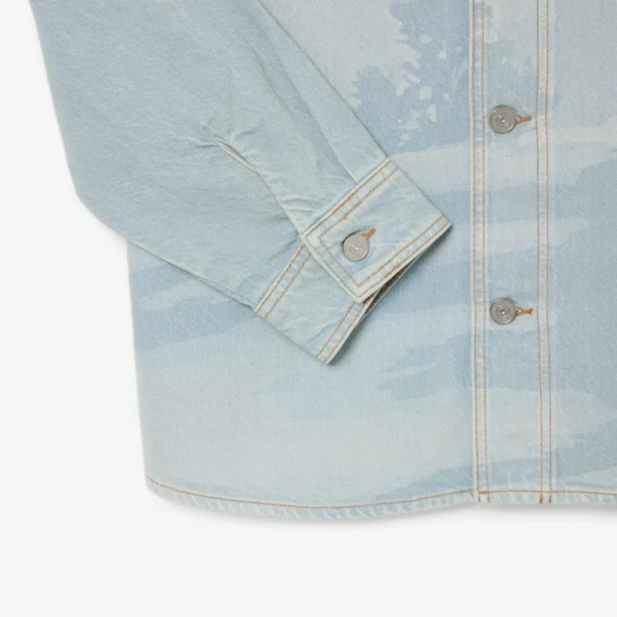 Heren overshirt van denim met landschapsmotief