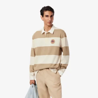 Heren Relaxed Fit gestreepte rugbypolo