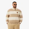 Heren Relaxed Fit gestreepte rugbypolo