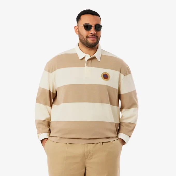 Heren Relaxed Fit gestreepte rugbypolo