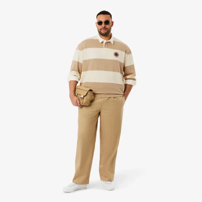 Heren Relaxed Fit gestreepte rugbypolo