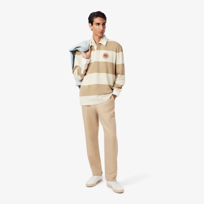 Heren Relaxed Fit gestreepte rugbypolo